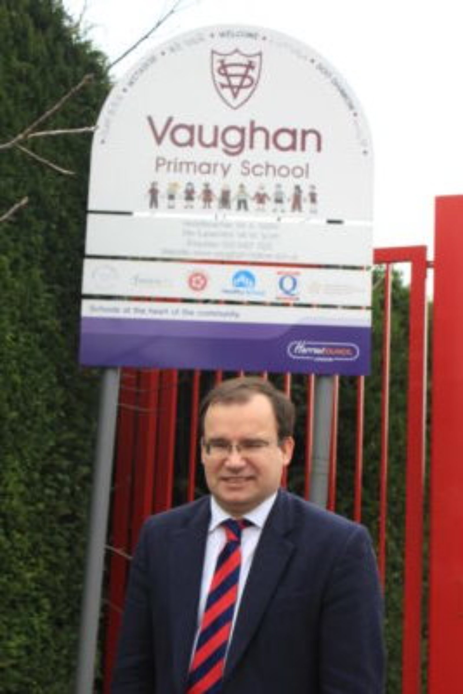 Gareth outside Vaughan School