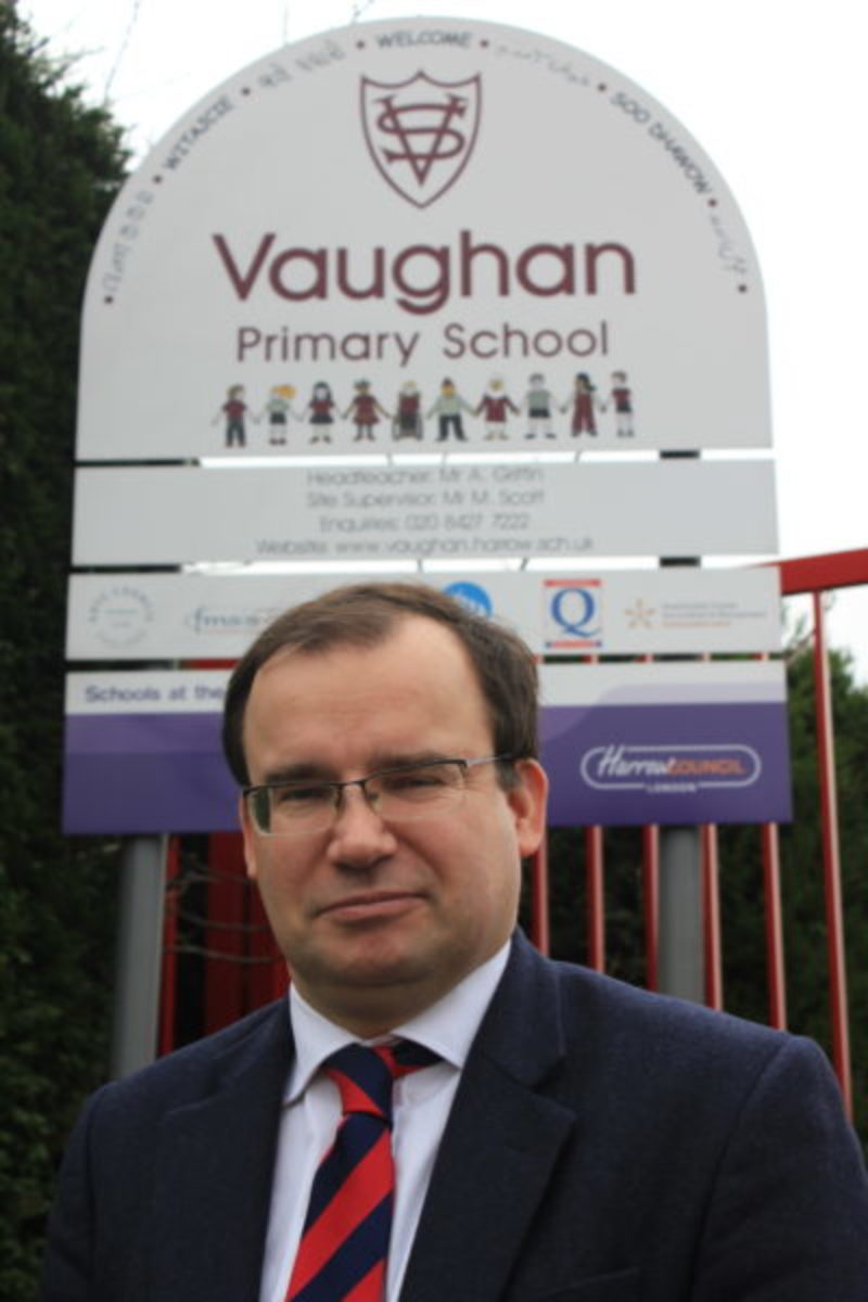 Gareth outside Vaughan School