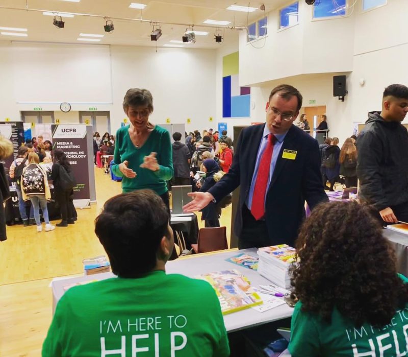 Gareth Thomas MP and Sue Hammond, Head teacher of Whitmore High School at the University Fair