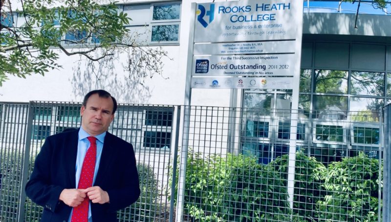 Gareth Thomas MP outside Rooks Heath College which will play host to Harrow’s first Careers Fair on 17/06/19 at 3PM