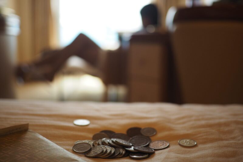 coins on table